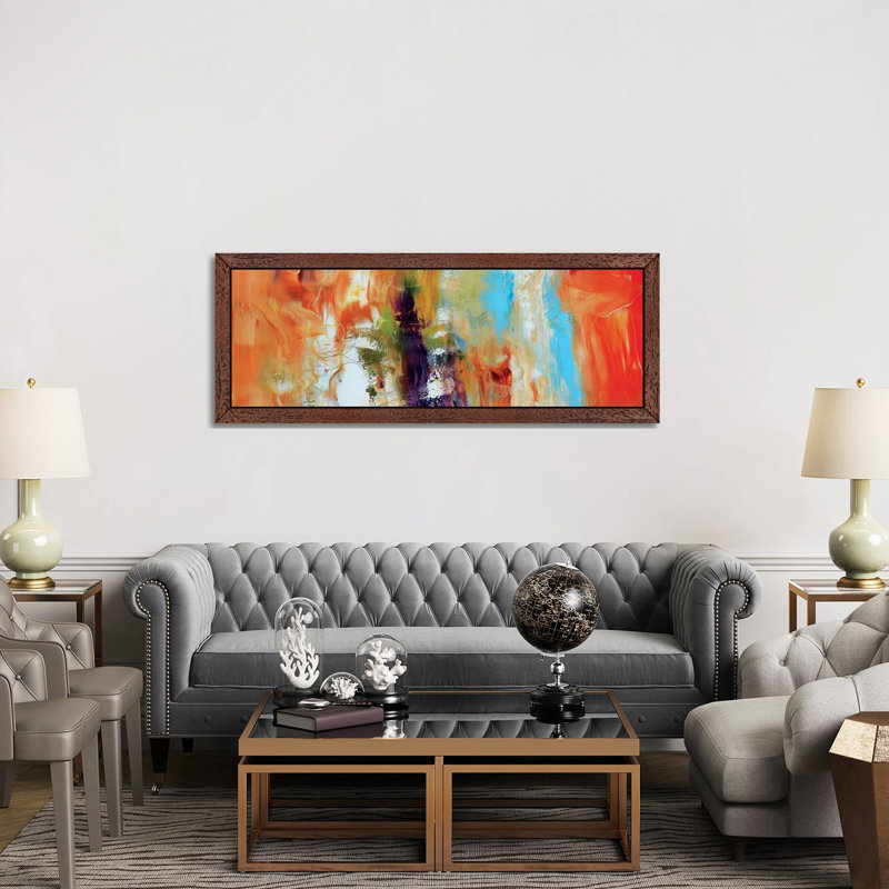 Strata by Andrada Anghel - Panoramic Painting on Canvas, 121.92 cm H x 40.64 cm W, Brown Framed