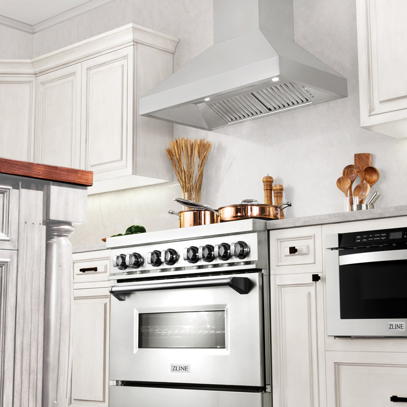 30" Professional 500 CFM Convertible Wall Mount Range Hood in Stainless Steel