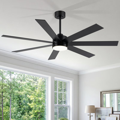 62"Modern Ceiling Fan with Light and Remote Control, 6 Speeds DC Reversible Motor, 3 LED Colors, Timer