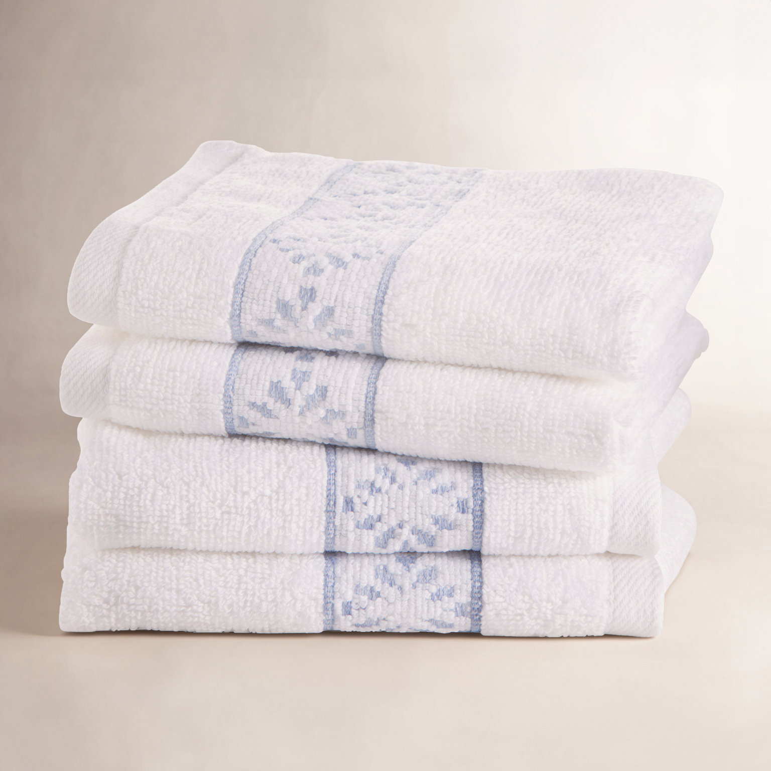 Clean Design Home Savoy Cotton Washcloths, White