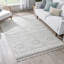 Tapis géométrique gris / blanc en polypropylène touffeté à la machine 5 pi 3 po x 7 pi 3 po Geometric-291115850