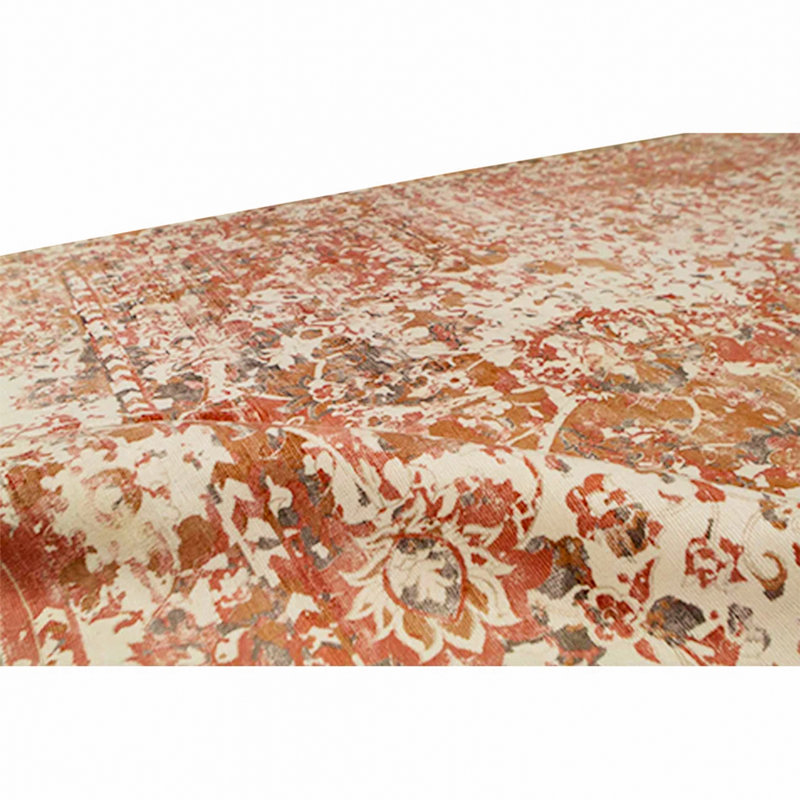 Oriental Area Rug in Rust/Light Gray, Rectangle 7'9" x 9'9"