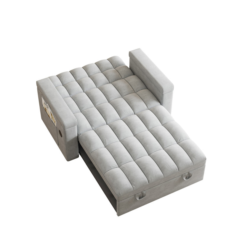 Lit double pliable avec panneau de bureau d'ordinateur ajustable et coussin moelleux de 65 pouces pour le cinéma maison, port convertible 3 en 1, boîte de rangement, remplisseur haute densité, facile à entretenir