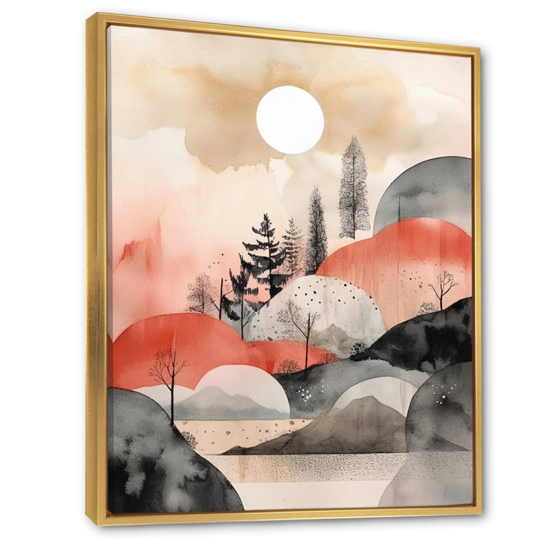 Minimalisme scandinave paysage I - impression, H 40 po x l 30 po x P 1,5 po, Cadre flottant doré