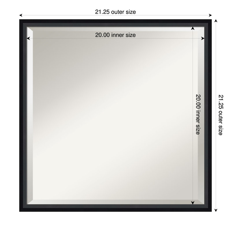 Miroir de salle de bain Mettawa, 21,25 po x 21,25 po, Noir satiné