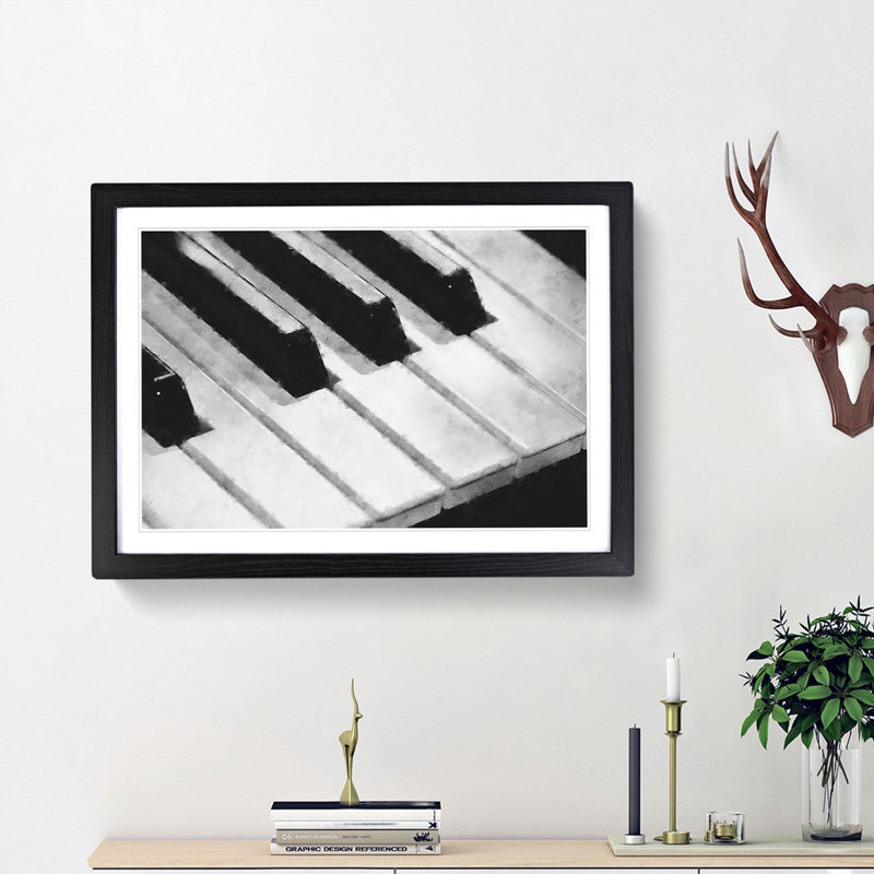 Keyboard Keys - Picture Frame Painting Print, 33cm H x 45cm W x 2cm D, Black Framed