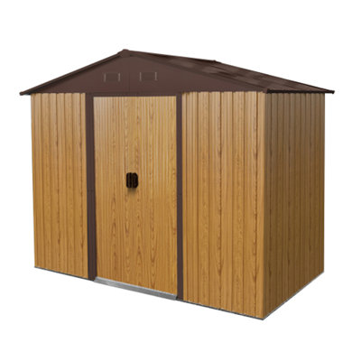 Outdoor Metal Storage Shed with Sliding Door and foundation for Backyard, Patio, Lawn