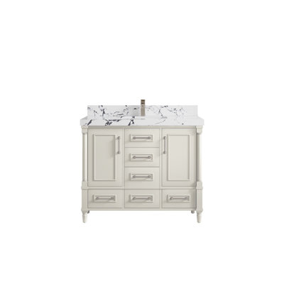 Meuble-lavabo simple 42 po avec comptoir en quartz Aberdeen