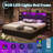 Shila 45.1" Lift Up Storage Bed Frame with Charging Station, LED Bookcase Headboard & 2 Side Shelf, King Size, Black-105505026-105505029