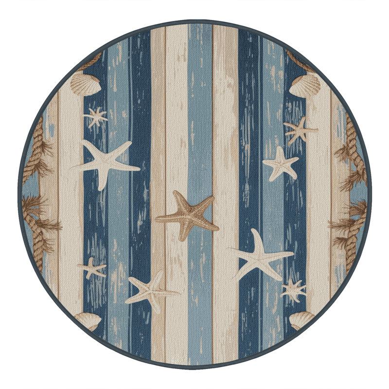  Tapis bord de mer lavable, Rond 3 pi