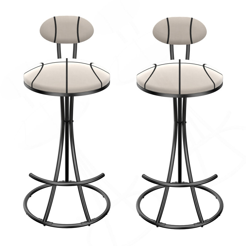 Ensemble de 2 tabourets de bar rembourrés avec tabourets de bar à hauteur de comptoir en velours moderne pour îlot de cuisine, salon (noir et rayé)