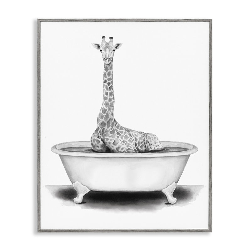 «Girafe in a Tub» par Rachel Neiman, Estampe numérique Farmhouse, H 20 po x l 16 po