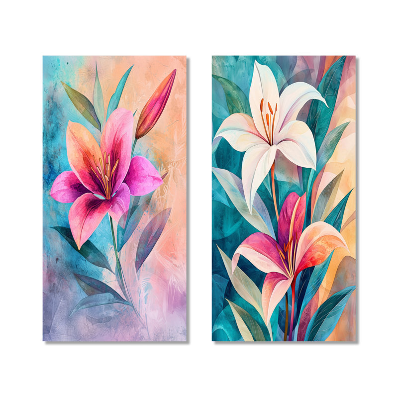 «Whispering Aura of the Lily - Pink Garden», impression murale en métal 2 pièces, 40" H x 40" W