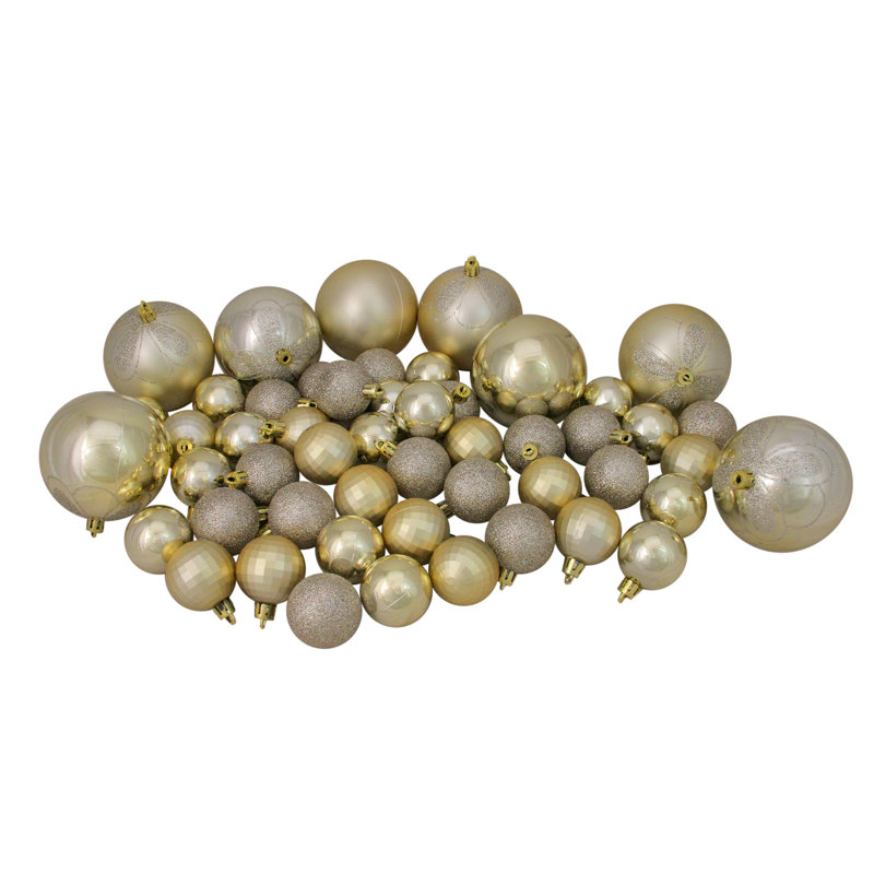 Champagne Gold Shatterproof Matte Plastic Christmas Ornaments Set