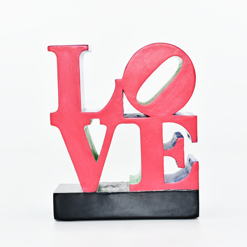 Adam & Friends Home Decor Love Sign Black Base Sculpture | 1-Piece, Pink