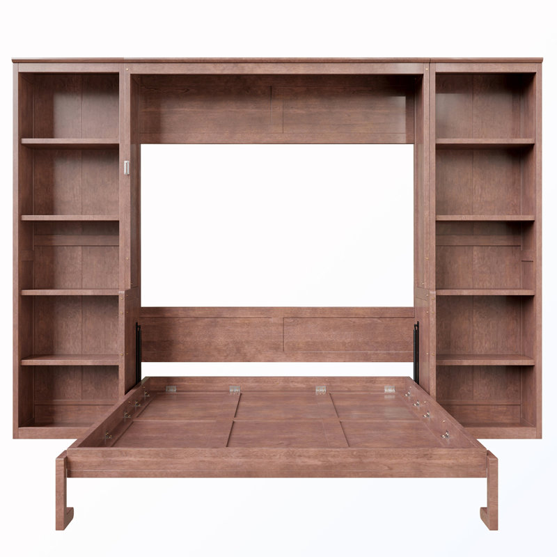 Grand lit escamotable avec bureau et bibliothèque, Dark Brown