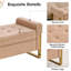 Banc de rangement en velours pour chambre à coucher, pieds dorés-1685327941