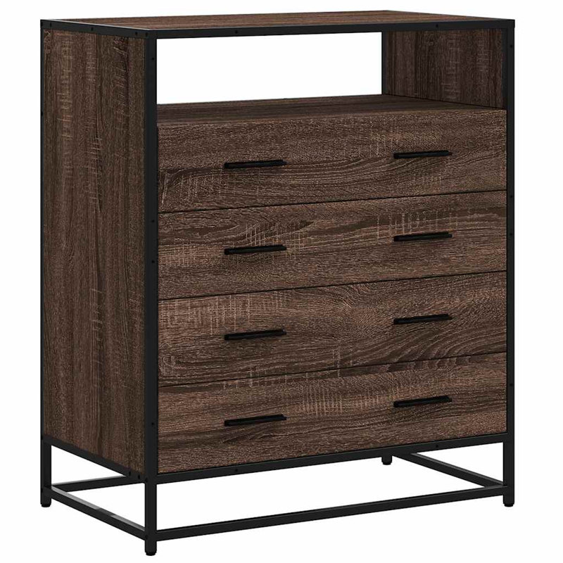 Shuntay Metal Rectangle Accent Chest, Brown Oak