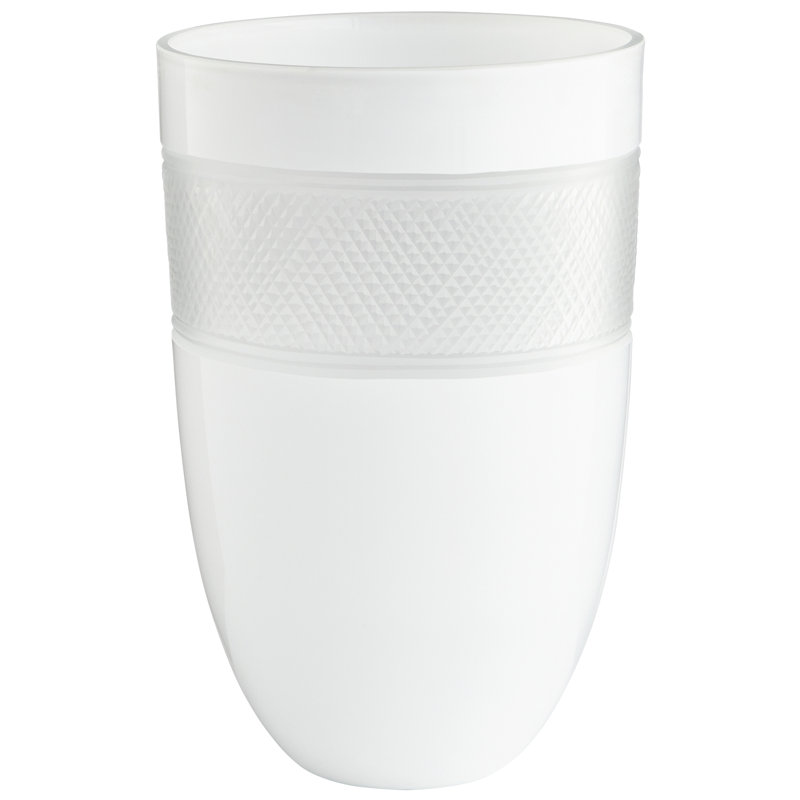 Vase de table en verre blanc Calypso, H 12 po x l 7,75 po x P 7,75 po