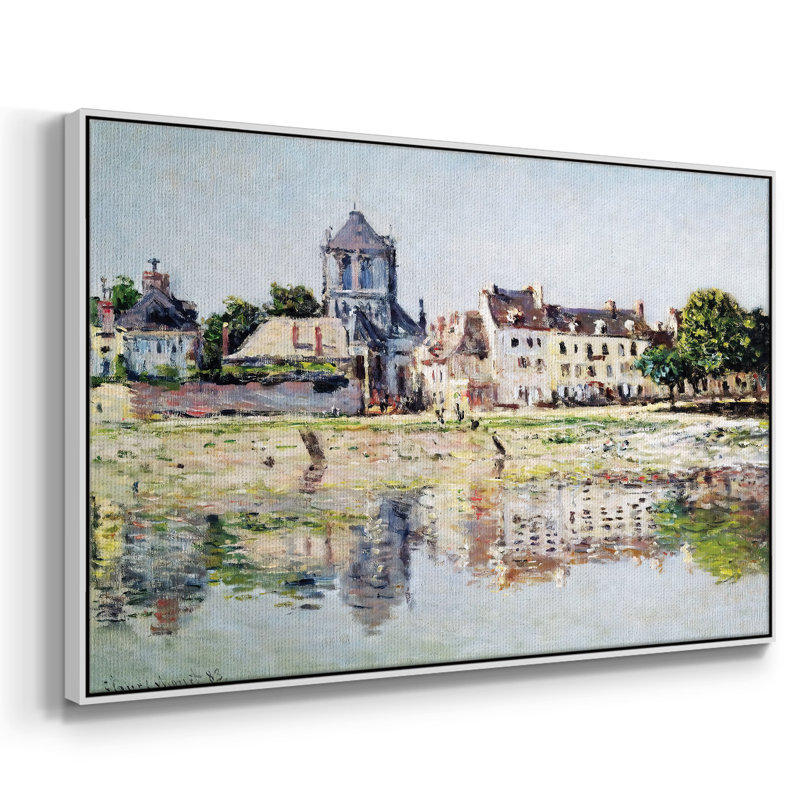 By The River At Vernon, 1883, reproduction d'art sur toile, H 27 po x l 41 po x P 2 po, Toile encadrée flottée blanche