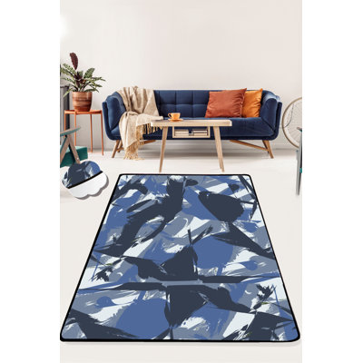 Durable Hall Carpet, 100% Polyester, 31.5 x 78.7 Inches | Antibacterial, Non-Slip Underside, Machine Washable | 0.4 in Pile Height, 0.4 in Total Thickness | Stylish Blue Design, Perfect for Entryways & Living Spaces