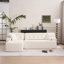 Canapé modulaire convertible en méridienne convertible, éponge à compression complète en forme de L, conception inspirée de Chesterfield, canapé en chenille sans assemblage, salle de séjour haute densité 30D. 104,7 po / blanc