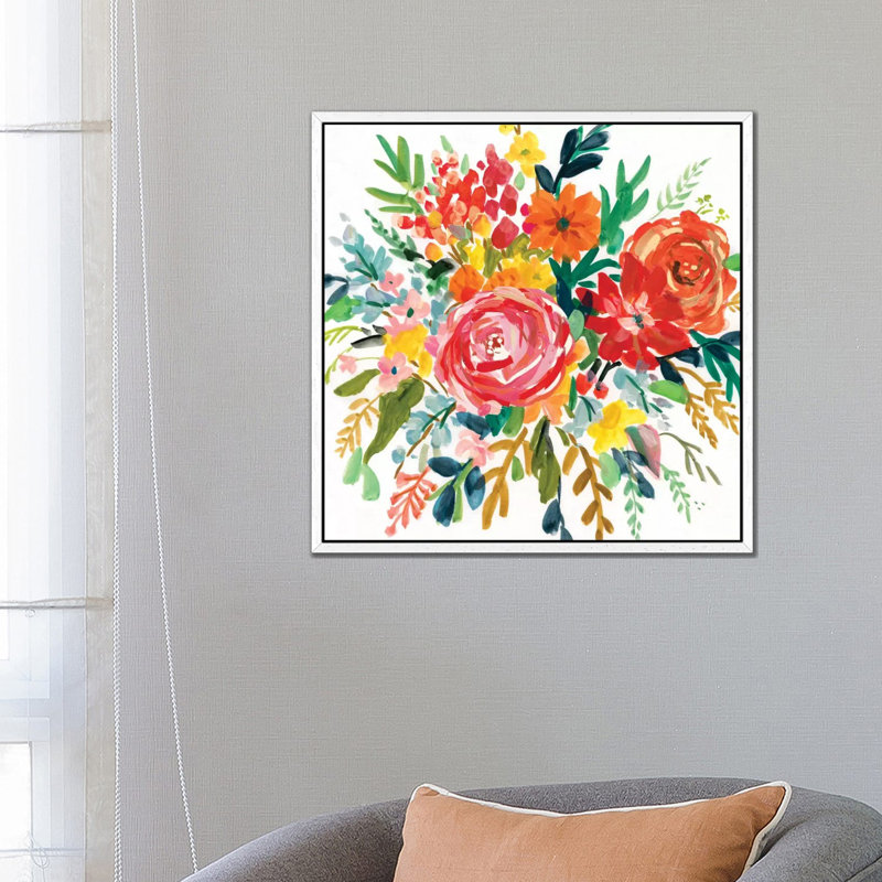 Bright Bouquet II by Carol Robinson - Painting on Canvas, 66.04 cm H x 66.04 cm W, White Framed Canvas