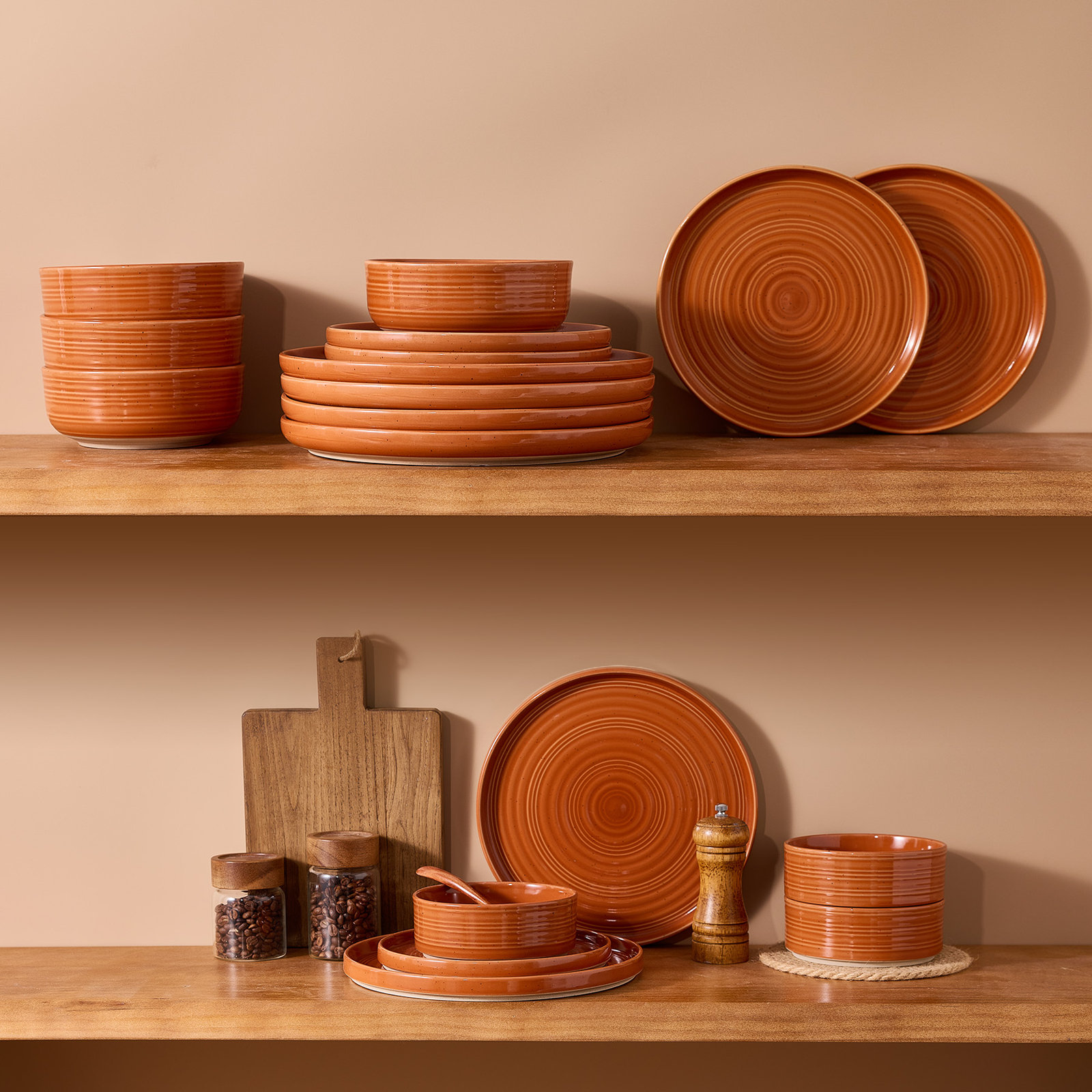 Stoneware Dinnerware Set, Terracotta