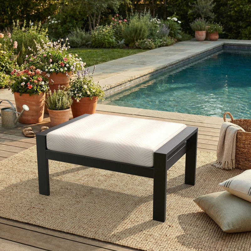 Sunbrella® Outdoor 3.5'' Ottoman Seat Cushion, Sunbrella Clock Out Cloud