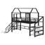 Lit mezzanine House avec glissade et escalier, lit de jeu en métal avec tablettes de rangement-1634609156-1634609155