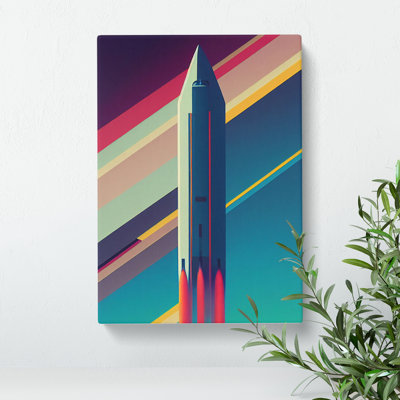 Spaceship Rocket Stripes - Wrapped Canvas
