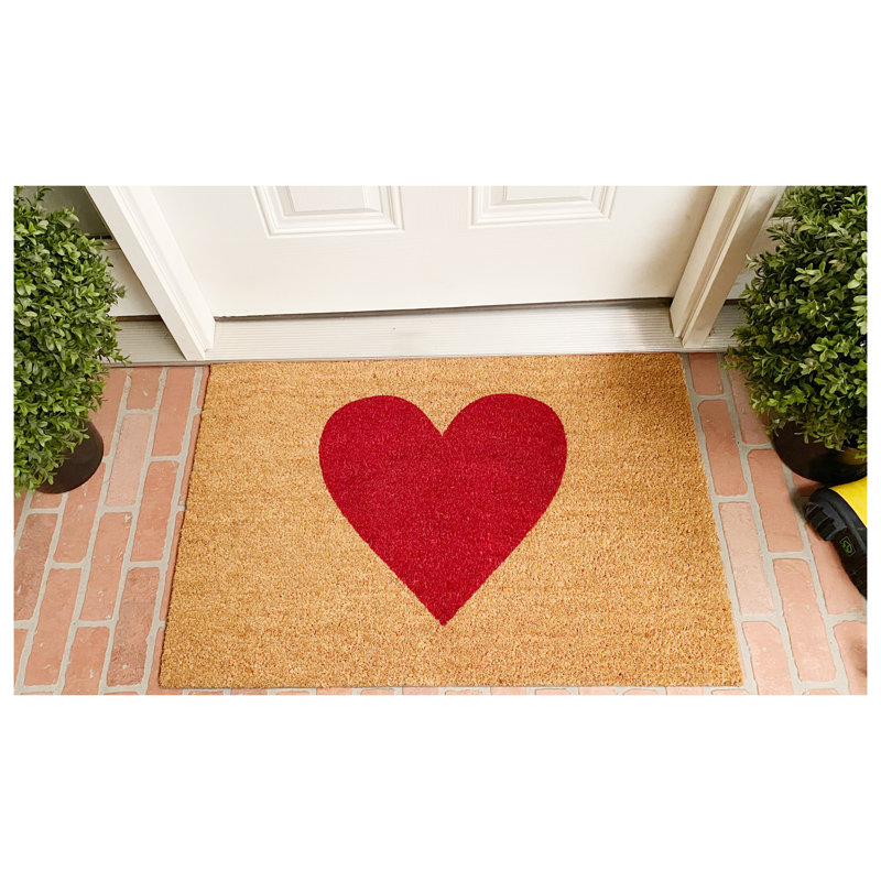 Grandwood Non-Slip Indoor Doormat, 17" W x 29" L, Natural/Red