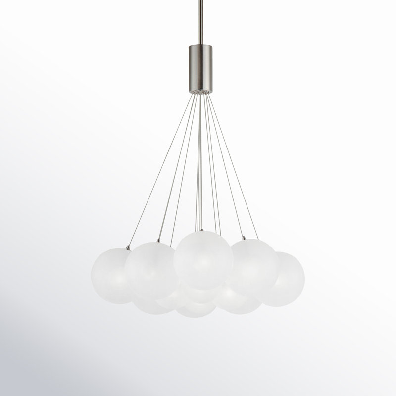 Luminaire suspendu sphère 12 lumières Celica, Nickel satiné