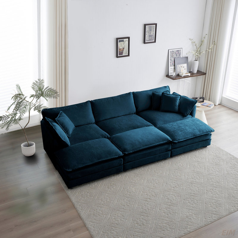 Canapé modulaire réversible 6 places Anders, Bleu