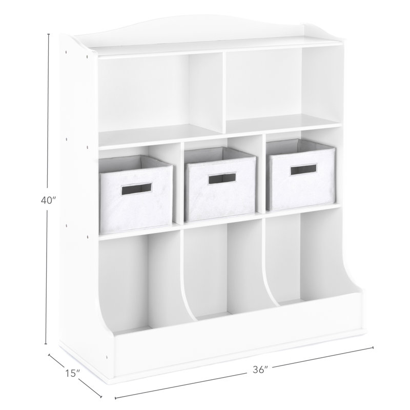 White Wooden Kids' Toy Storage Organizer with Cubbies