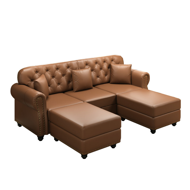Canapé Chesterfield 82,6 po Mid-Century, Brun