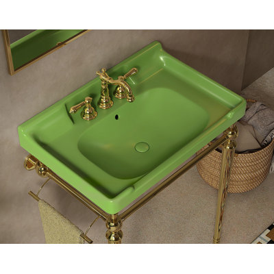 VICI 28" Bathroom Ceramic Basin With 3 Pre-Drilled Hole, NO Cabinet And Faucet, Green