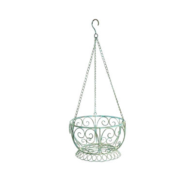 28.35" Long Hanging Iron Basket Planter in Antique Green "Paris 1968"