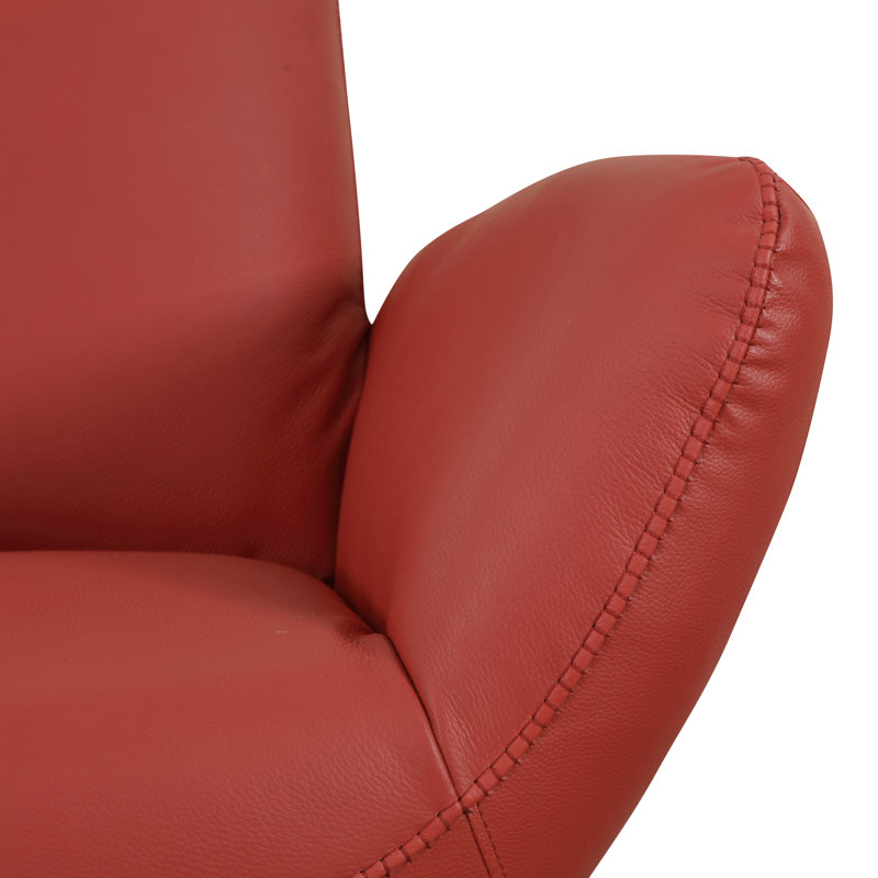 Méridienne Modern - cuir fleur italien, Cuir véritable rouge