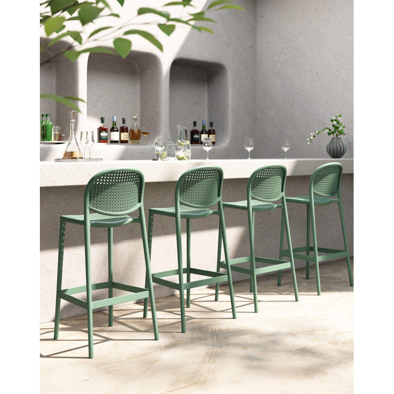 Tabouret de bar intérieur et extérieur Joss - ensemble de 4, Vert