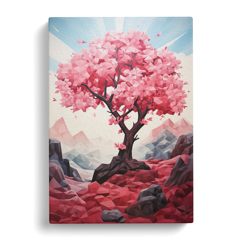 Cherry Blossom Tree Cubism - No Frame Print, 60cm H x 40cm W x 3cm D