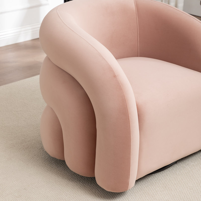Fauteuil demi-tonneau rembourré et pivotant, Rose