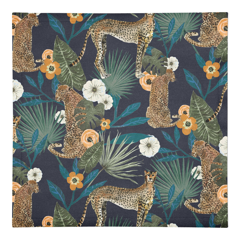 Serviette en coton 10 po Tropical Cheetah, Bleu
