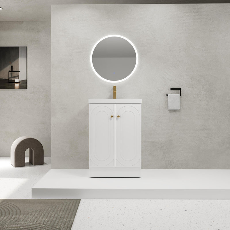 Meuble-lavabo autoportant avec lavabo en résine