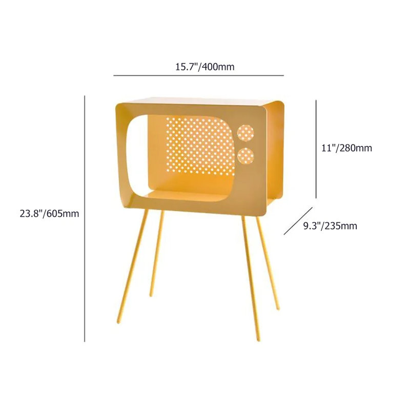 Stert Modern End Table In Television Shape Hollow Side Table, Yellow
