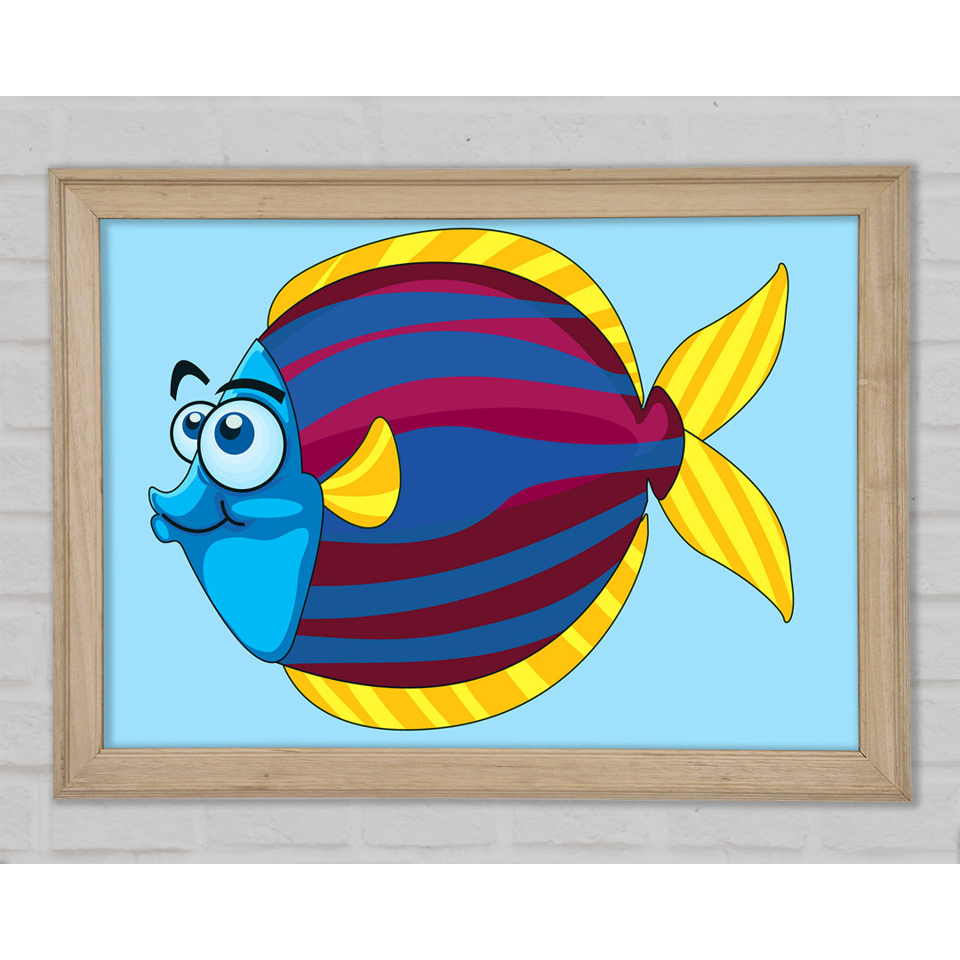 Big Happy Fish Baby Blue - Einzelner Bilderrahmen Kunstdrucke