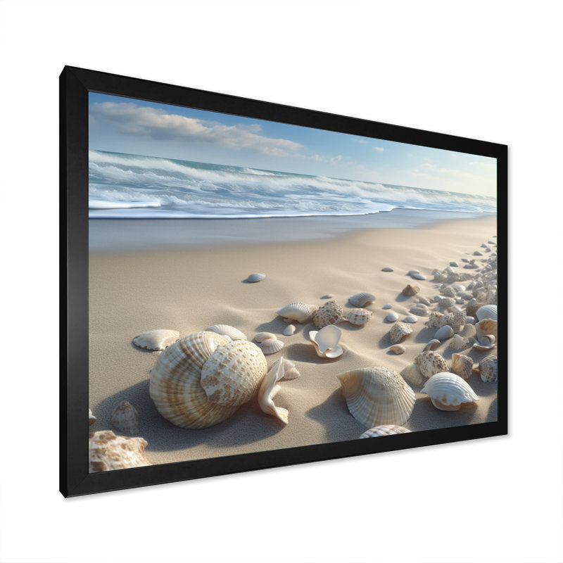 Seaside Seashell Treasures VI - Imprimé, Cadre photo noir, H 12 po x l 20 po x P 1 po