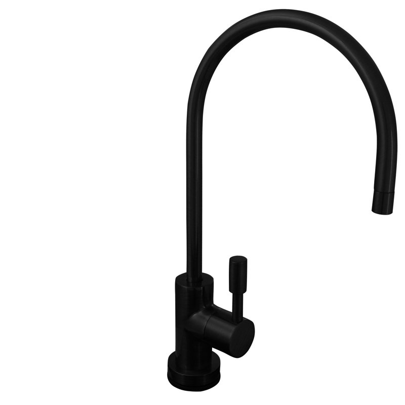 Robinet de cuisine contemporain à poignée simple avec accessoires, Noir mat