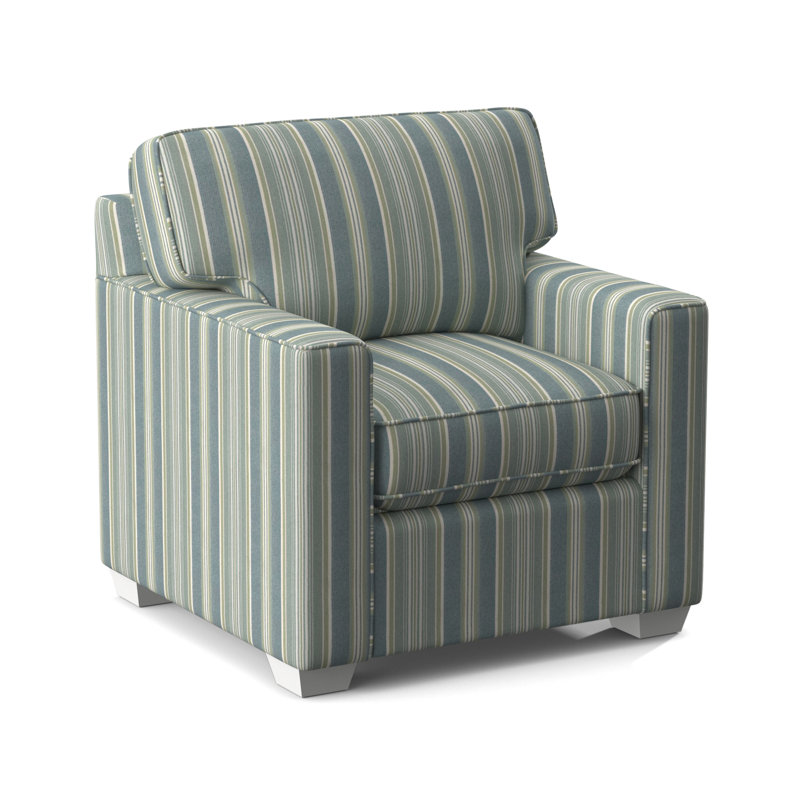 Easton Chair, Green and Blue Stripe; 0252-54, Frost White Finish