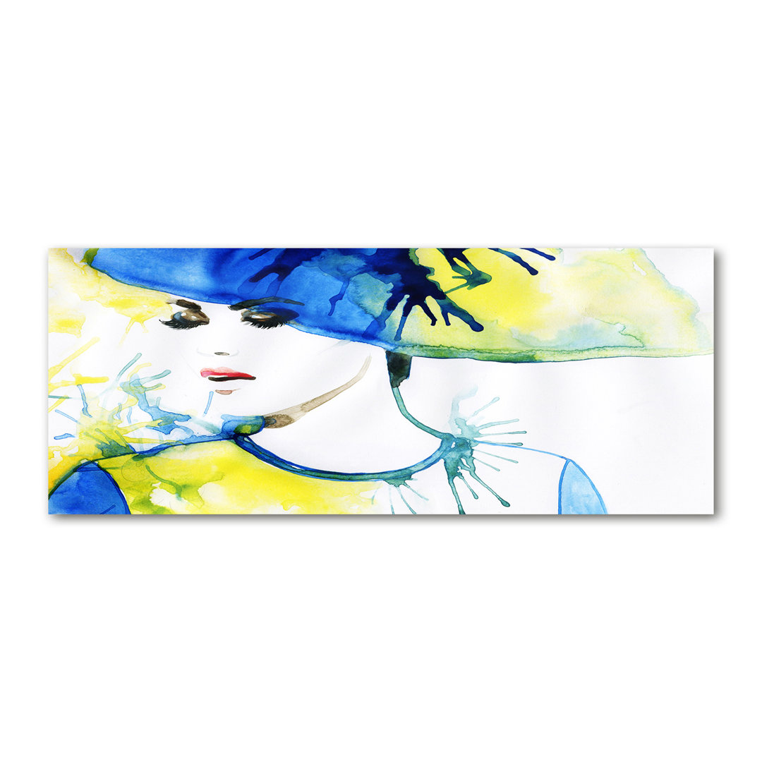 Eine Frau mit Hut - Kunstdrucke auf Leinwand - Wrapped Canvas